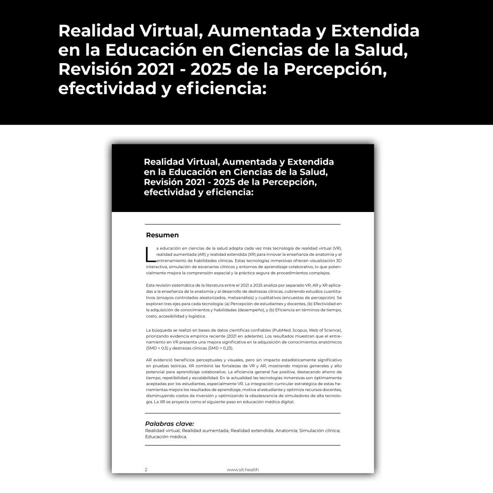 La Realidad Virtual (VR), Aumentada (AR) y Extendida (XR) están transformando el aprendizaje anatómico y clínico.
